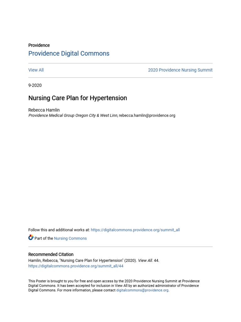 Nursing Care Plan For Hypertension | PDF | Hypertension | Nursing