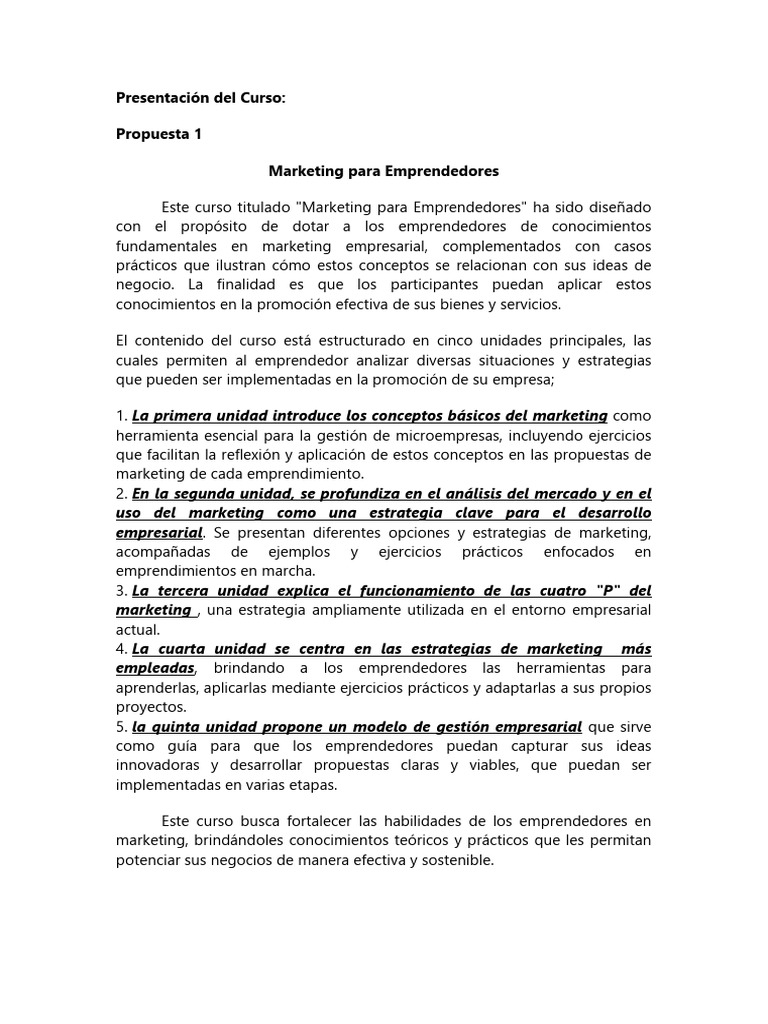 Curso de Marketing Digital para Emprendedores | PDF | Marketing ...