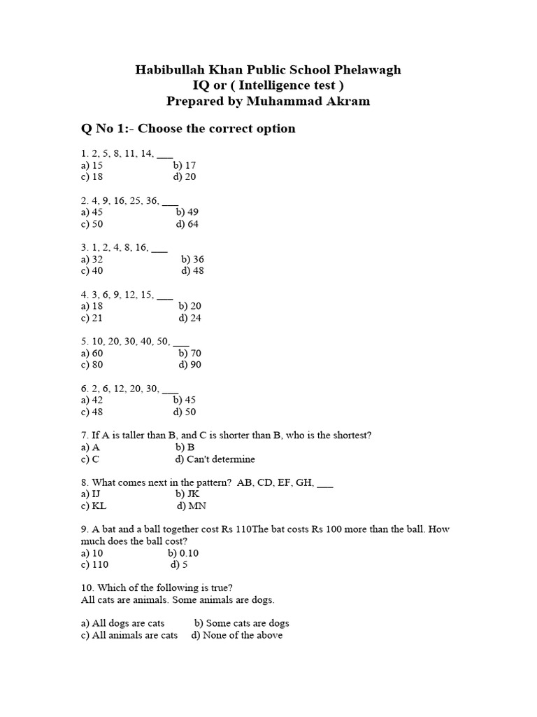 Iq Test | PDF | Shape | Rectangle