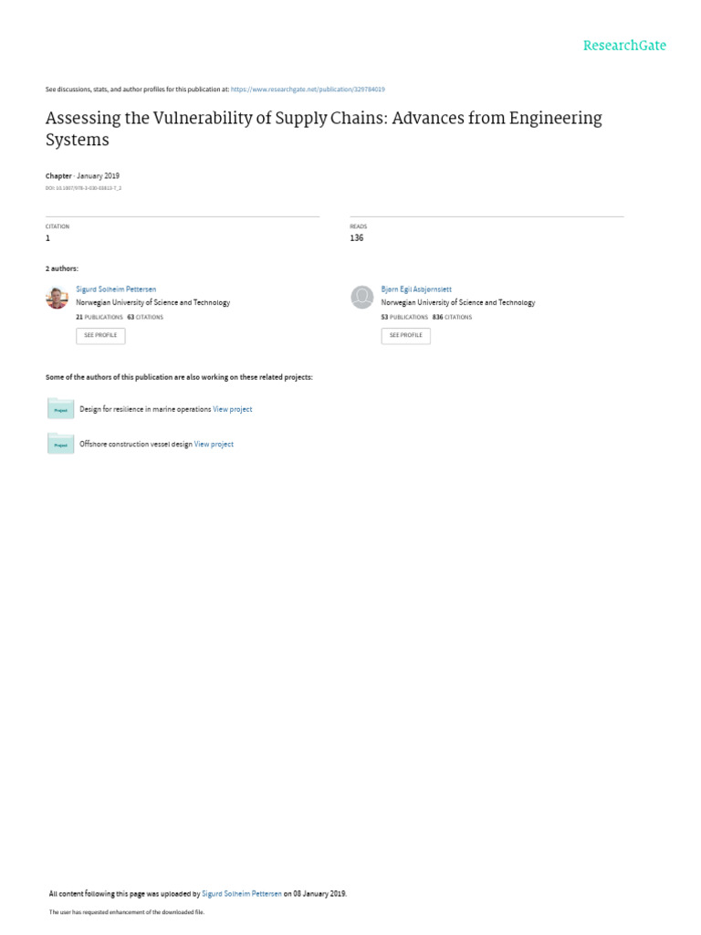 Supply Chain Vulnerability Assessment Insights | PDF | Risk | Supply Chain