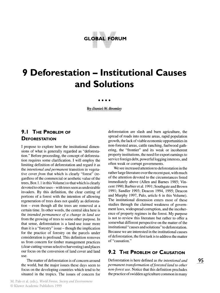 Institutional Causes of Deforestation | PDF | Deforestation | Causality