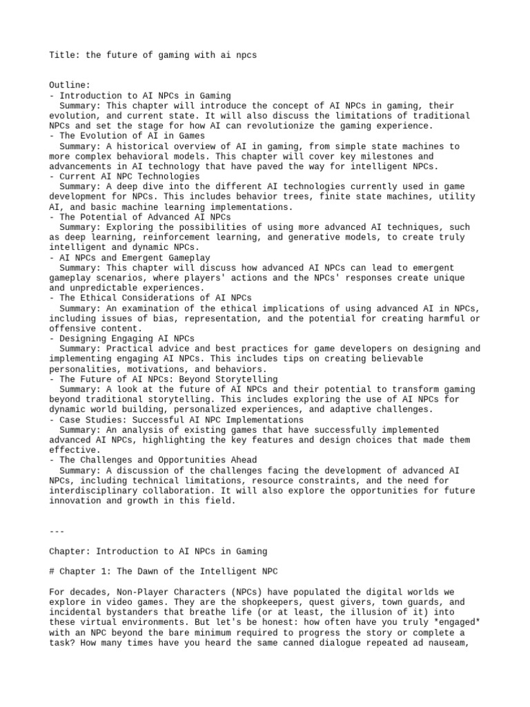 AI NPCs: Revolutionizing Game Interaction | PDF | Deep Learning ...
