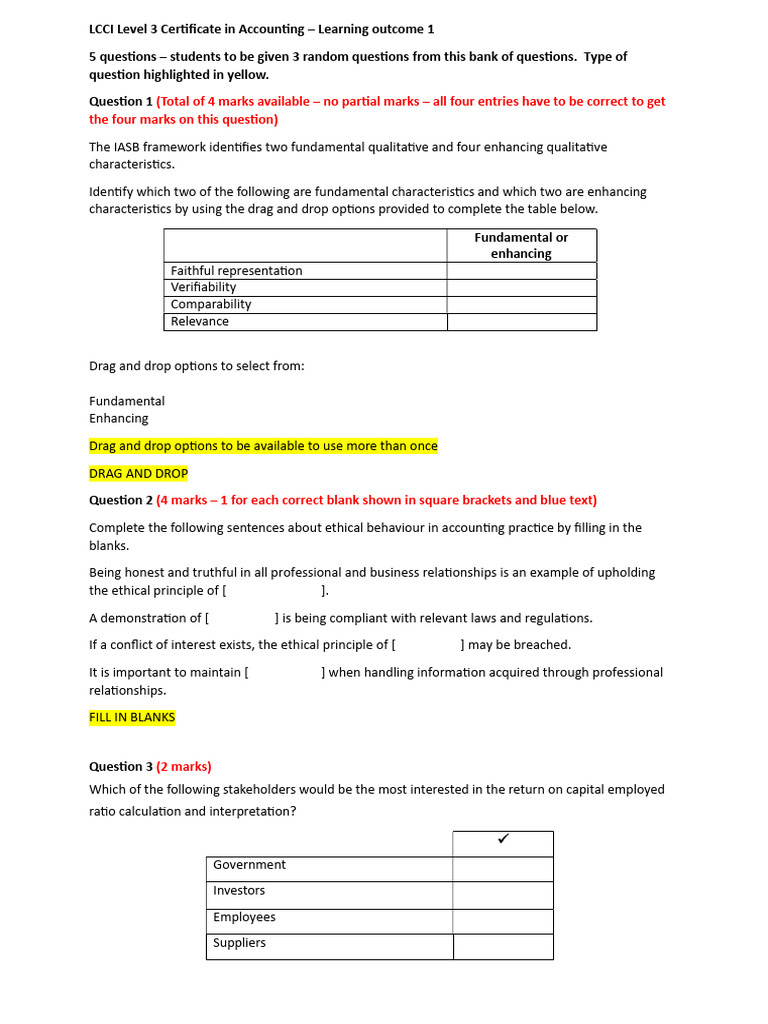 LCCI Level 3 Accounting Exam Questions | PDF | Debits And Credits | Net ...
