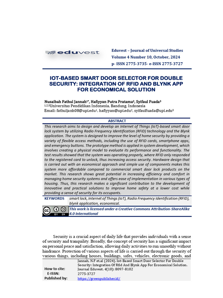 IoT Smart Door Lock with RFID & Blynk | PDF | Internet Of Things ...