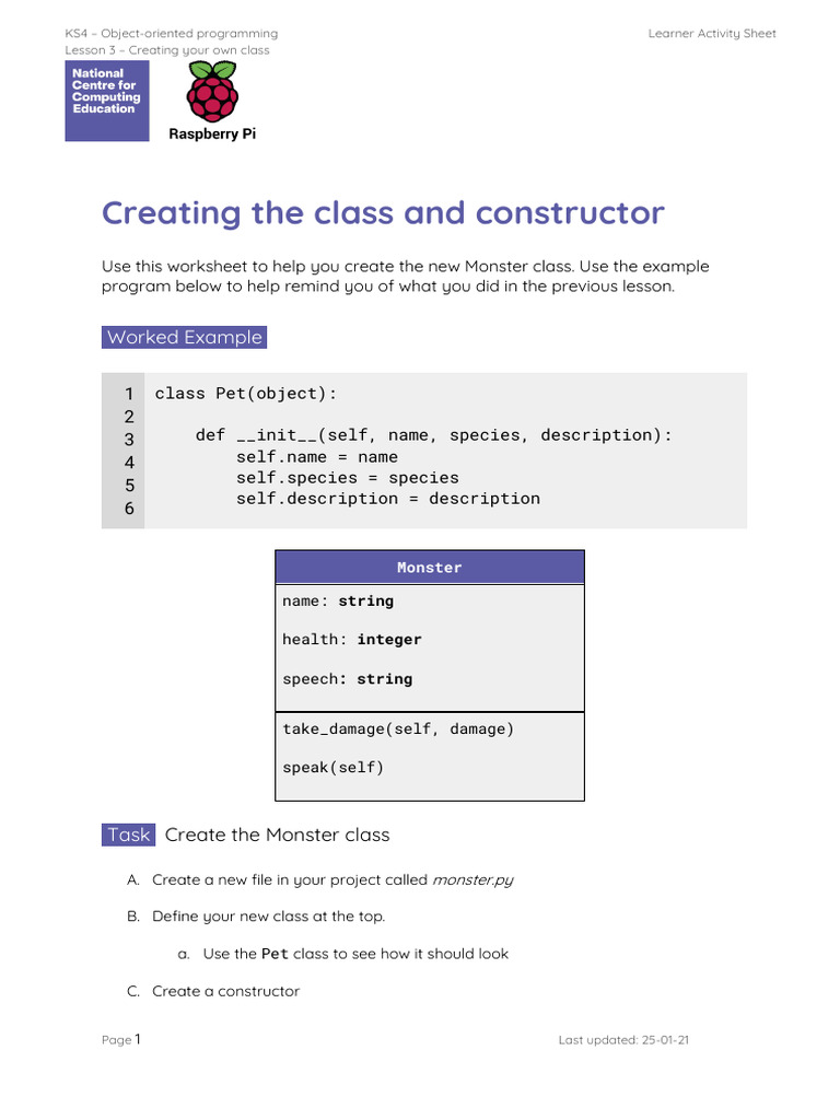 Create Your Own Monster Class Guide | PDF