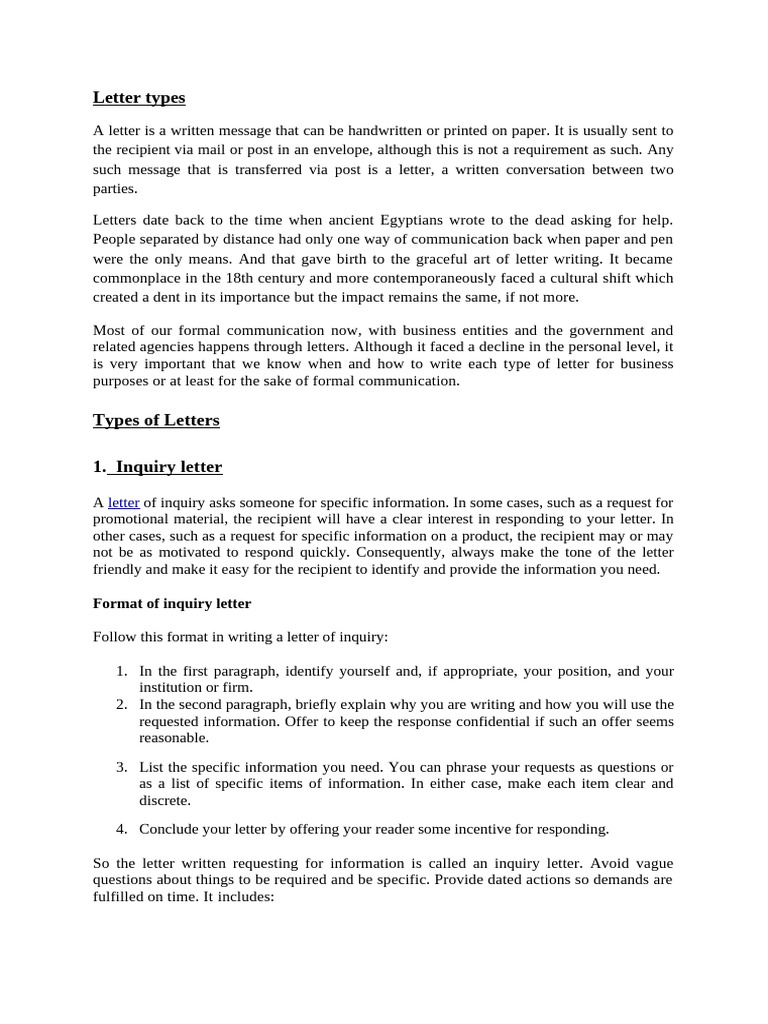 Types of Formal Letters Explained | PDF | Employment | Business