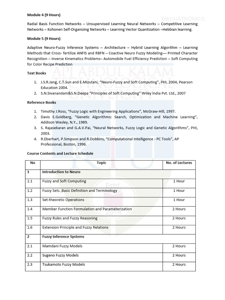 Neuro-Fuzzy and Soft Computing Course | PDF | Fuzzy Logic | Genetic ...