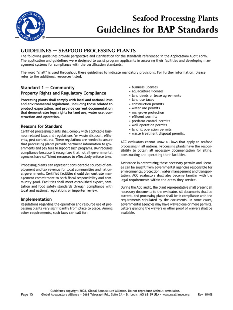 BAP Standards for Seafood Processing | PDF | Municipal Solid Waste ...