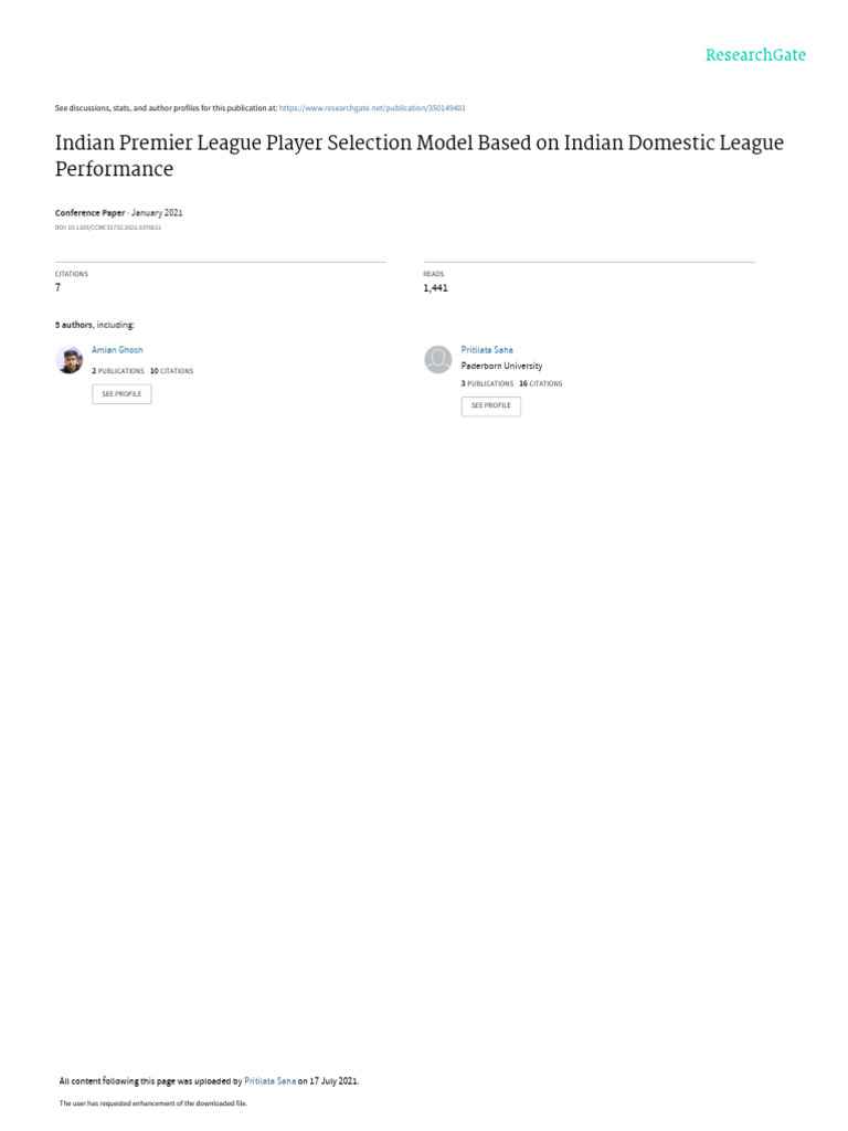 IPL Player Selection Model Analysis | PDF | Logistic Regression ...