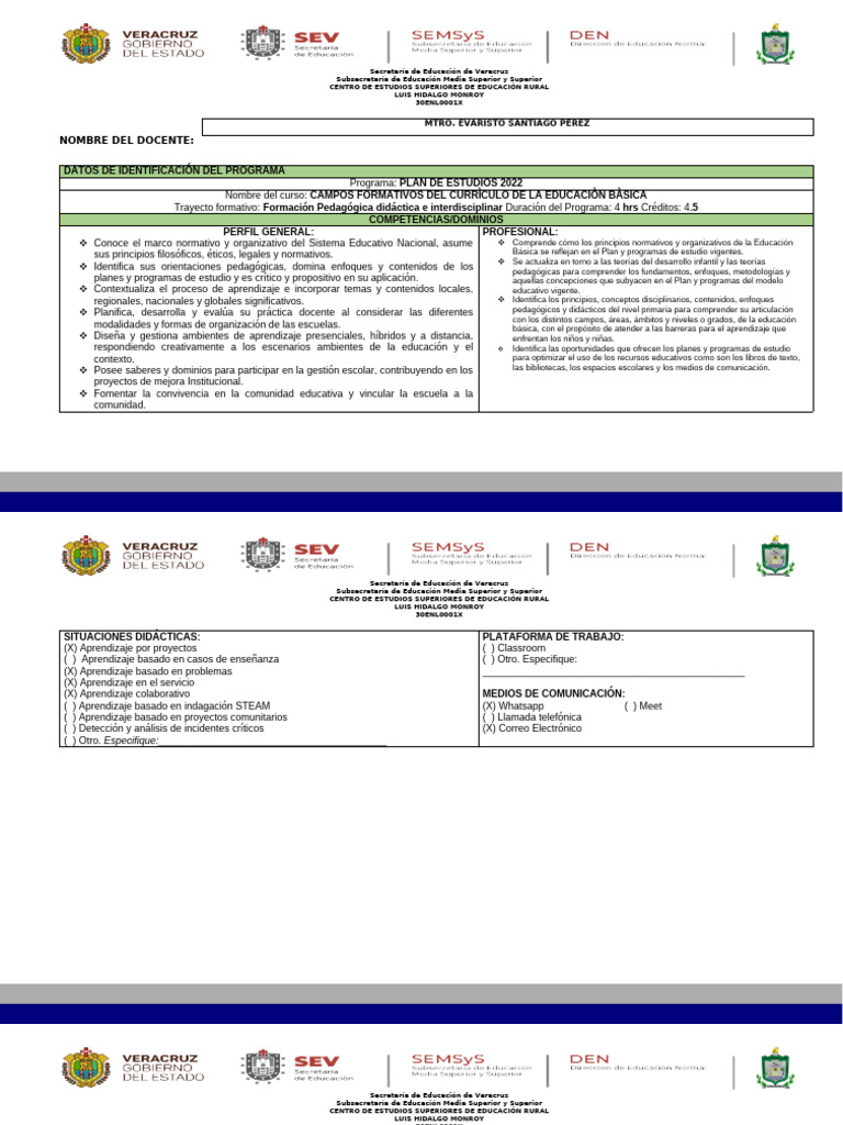 Campos Formativos en Educación Básica | PDF | Plan de estudios | Evaluación