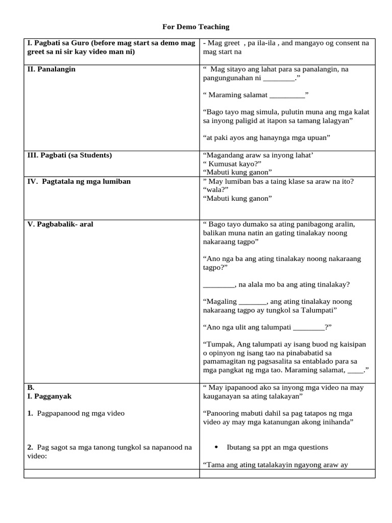 For Demo Teaching | PDF