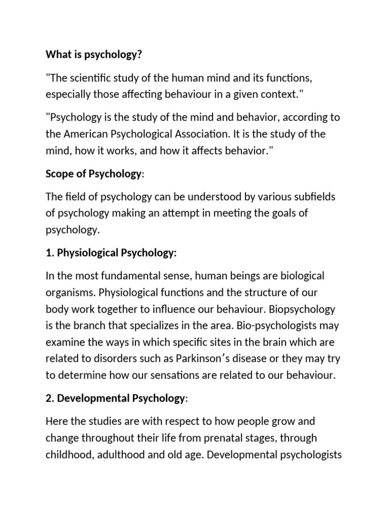 Overview of Psychology and Its Branches | PDF | Experiment | Psychology