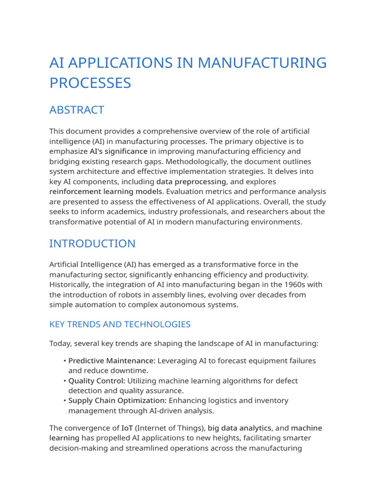 AI in Manufacturing Efficiency Optimization | PDF | Artificial ...