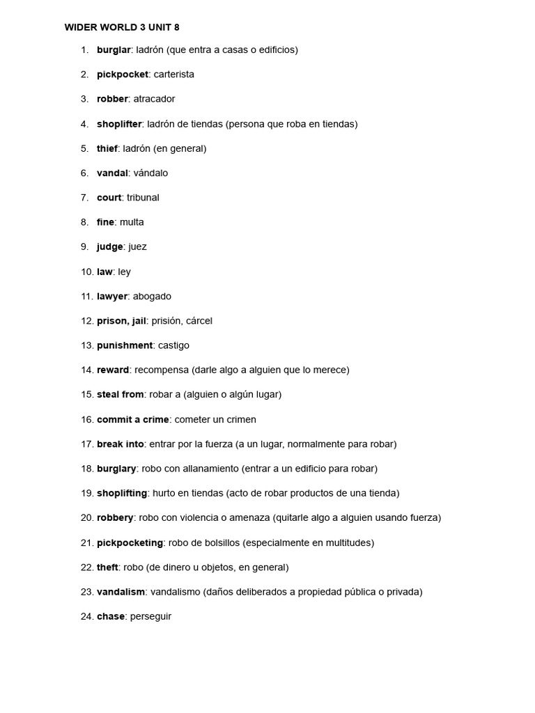 Delitos y castigos en Wider World 3 | PDF