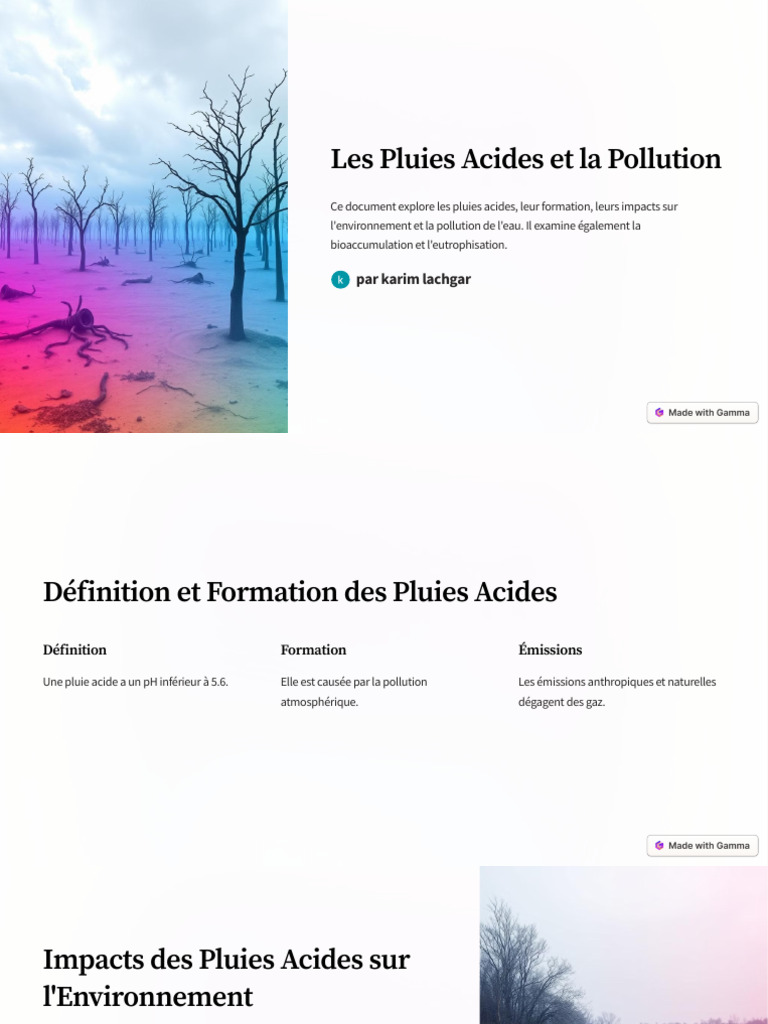Pluies Acides et Pollution de l'Eau | PDF | la pollution | Eutrophisation