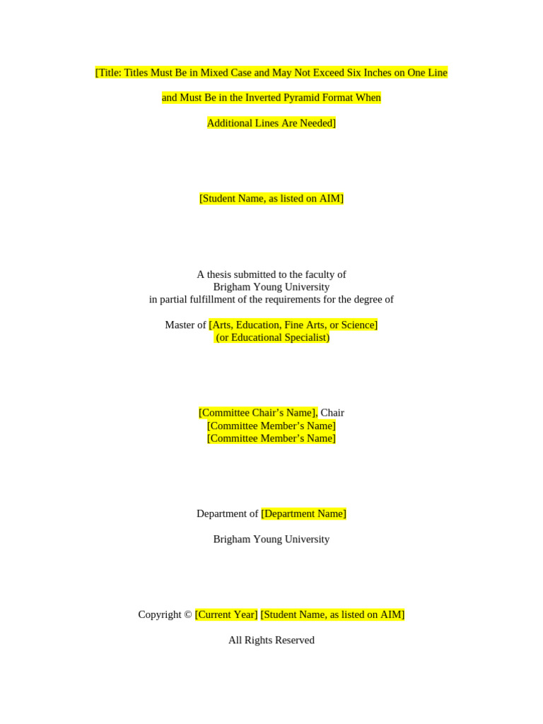 Thesis Formatting Guidelines for BYU | PDF | Methodology | Thesis