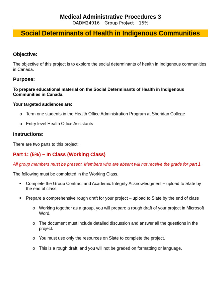 Group Project Social Determinants of Health in Indigenous People | PDF ...
