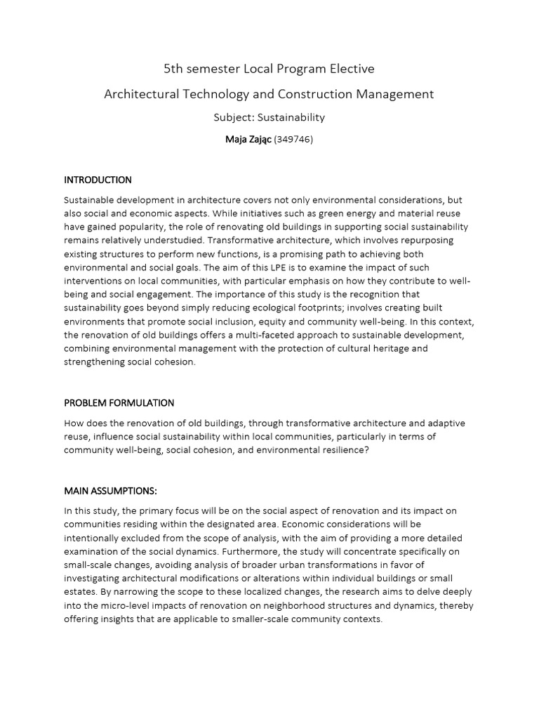 Renovation's Role in Social Sustainability | PDF | Sustainability ...