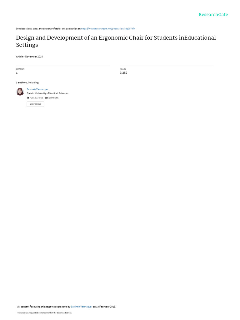 Design and Development of An Ergonomic Chair For Students in | PDF ...