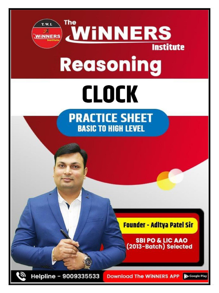 Reasoning Study Material Clock Practice SheetBasic To Hig???? ??? | PDF