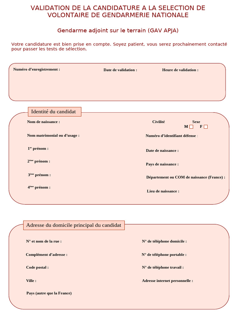 Validation de candidature GAV APJA | PDF