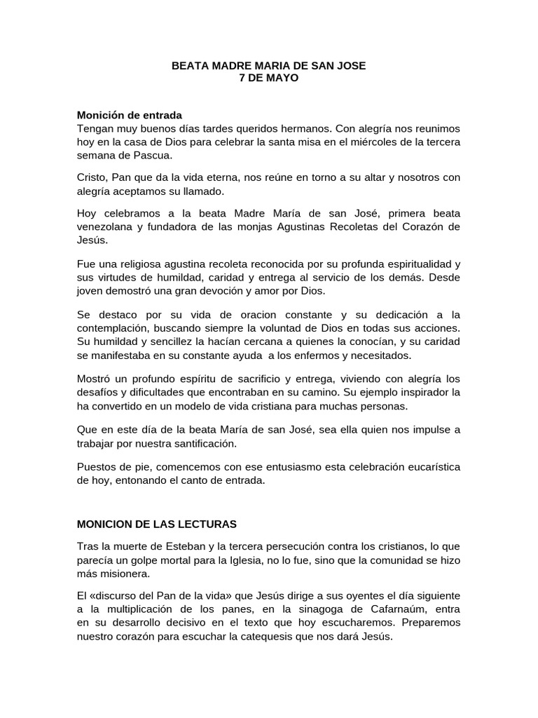 Beatificación de Madre María de San José | PDF