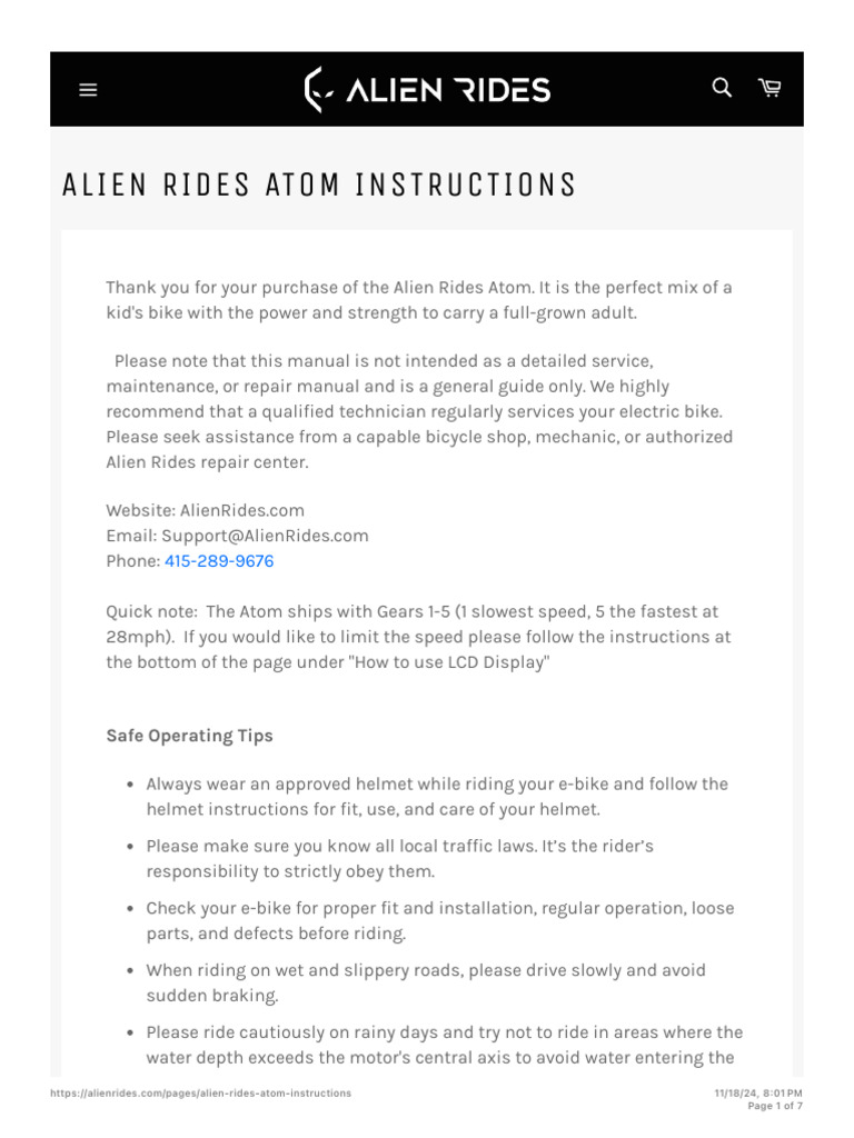 Alien Rides Atom User Guide | PDF | Land Vehicles | Manufactured Goods