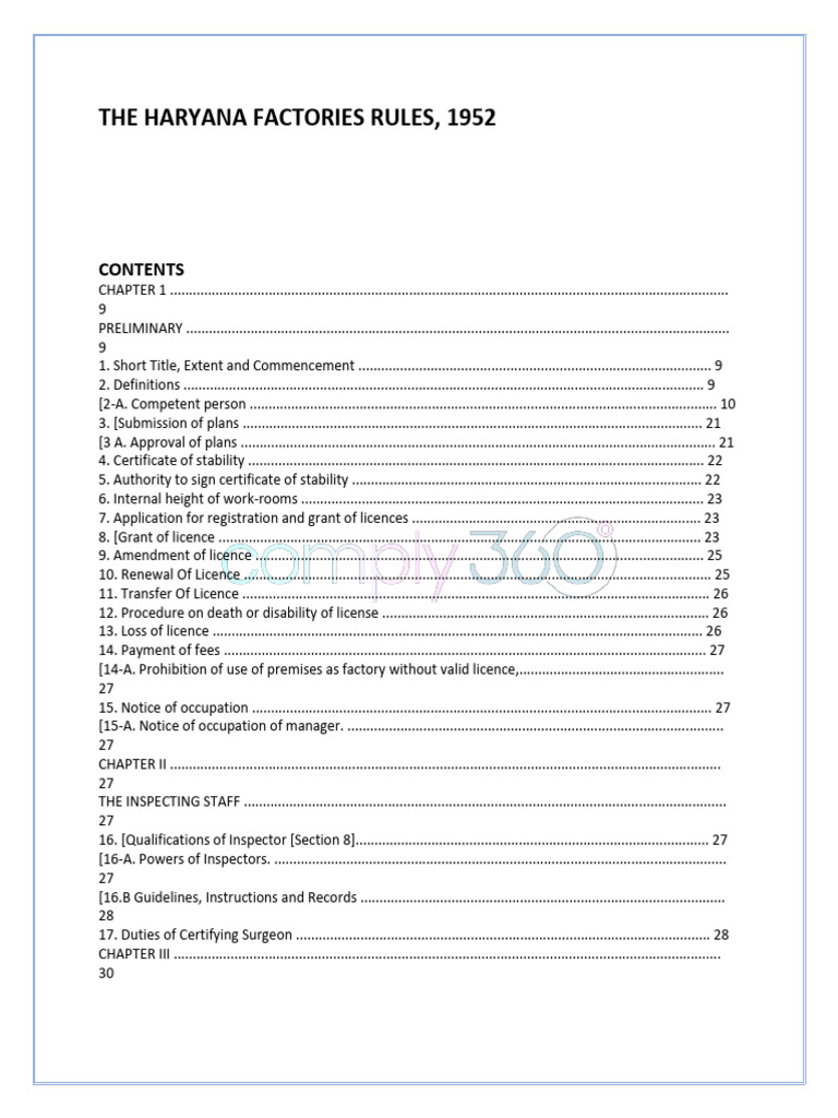 Haryana Factories Rules 1952 Overview | PDF | Safety | Elevator