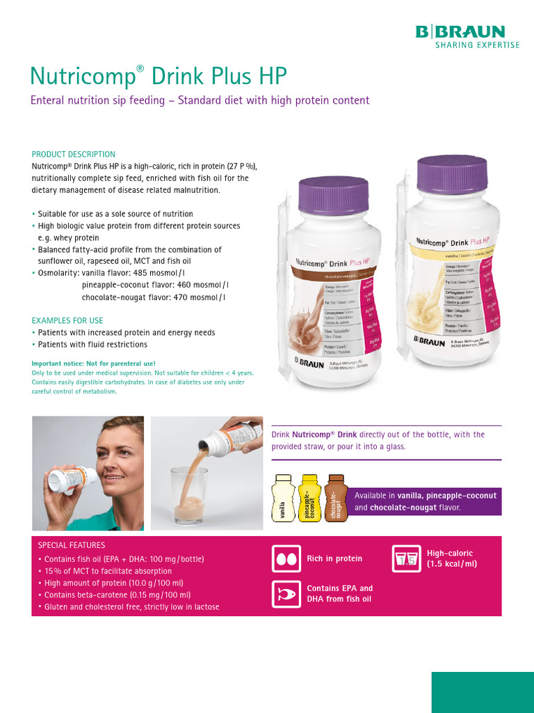 Nutricomp Drink Plus HP Overview | PDF | Nutrition | Diet & Nutrition