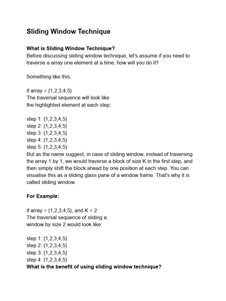 Sliding Window Technique | PDF | Computer Programming | Software ...