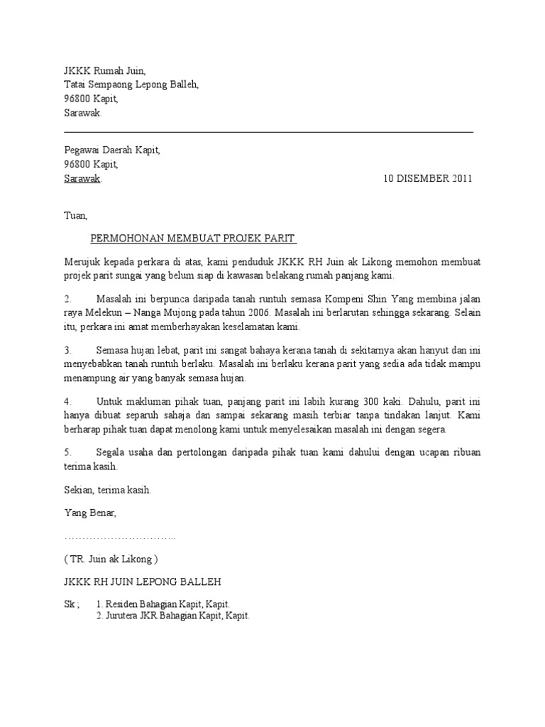 Contoh Surat Hantar Ke Pknperak