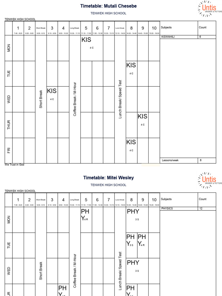 TIMETABLE For @teacher TERM 2 2025 Effective From May 19 | PDF ...