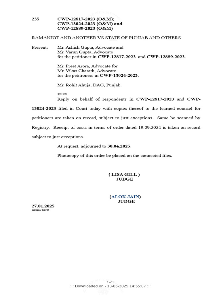 Punjab Court Case CWP-12817-2023 Summary | PDF