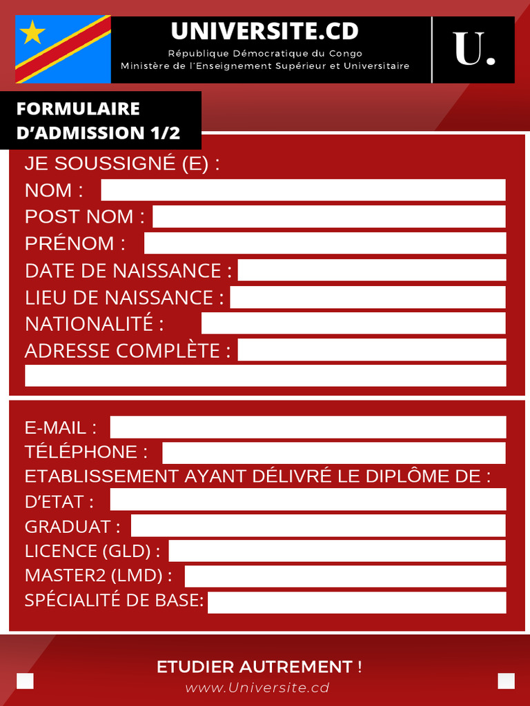Formulaire de demande d'admission | PDF