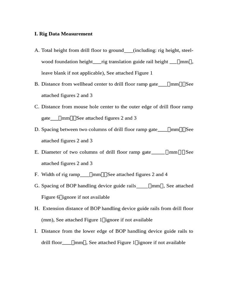 Rig Parameters Required For Power Catwalk | PDF | Drill