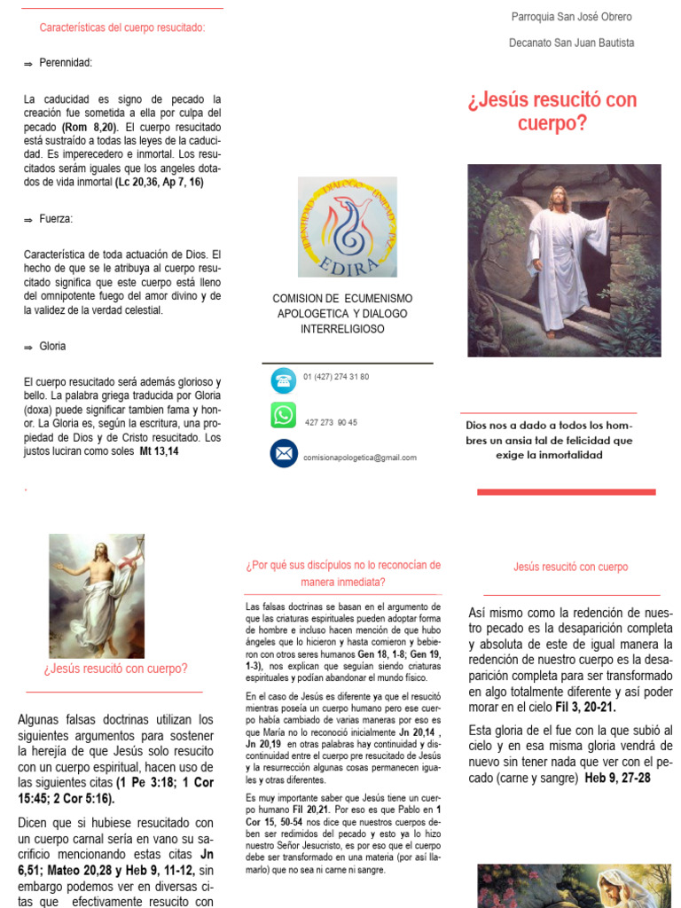 Jesús y su Cuerpo Resucitado: Verdades Teológicas | PDF | La ...