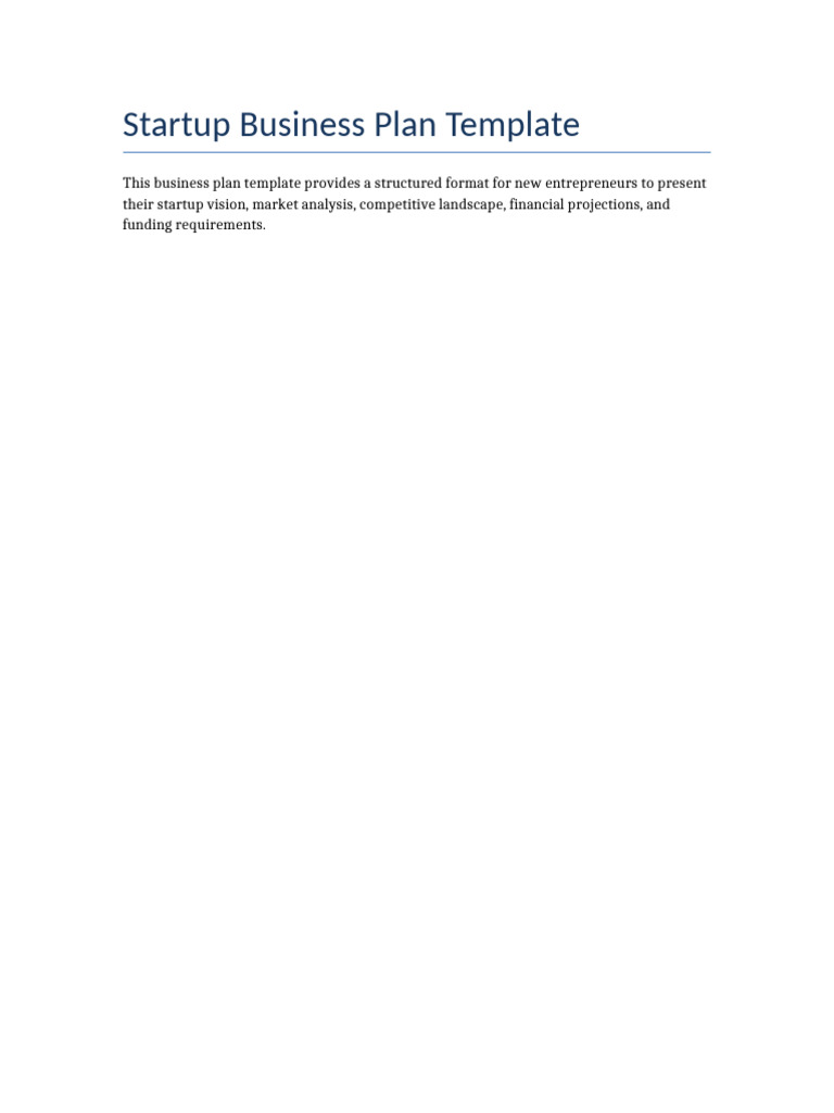 Startup Business Plan | PDF
