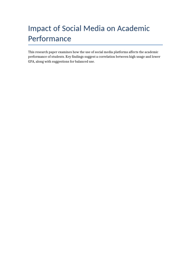 Social Media Academic Performance | PDF
