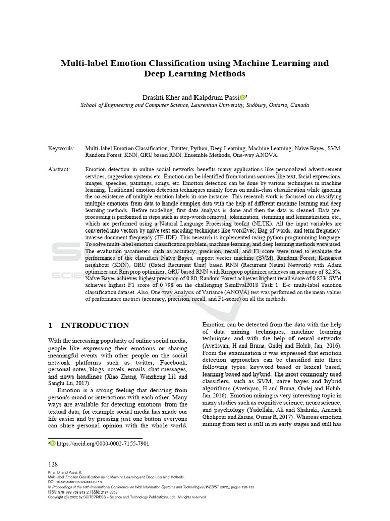 Multi-label Emotion Classification Techniques | PDF | Machine Learning ...