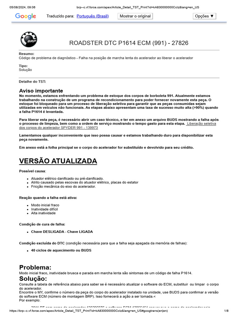 Diagnóstico e Solução P1614 Acelerador | PDF | Programas
