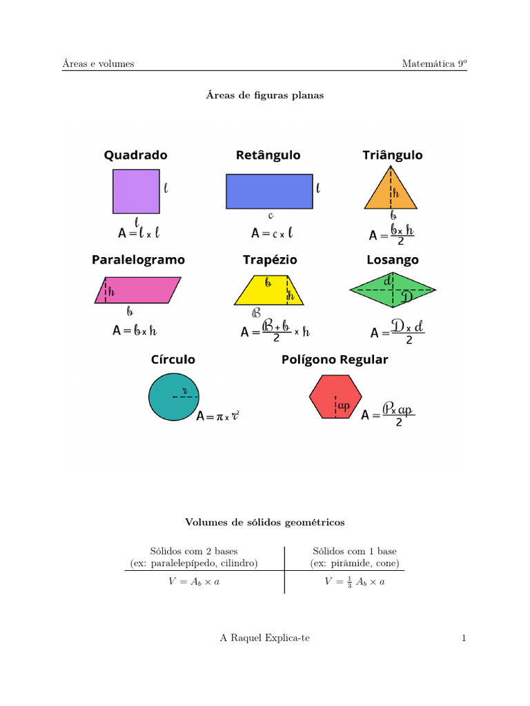 Cálculo de Áreas e Volumes Geométricos | PDF