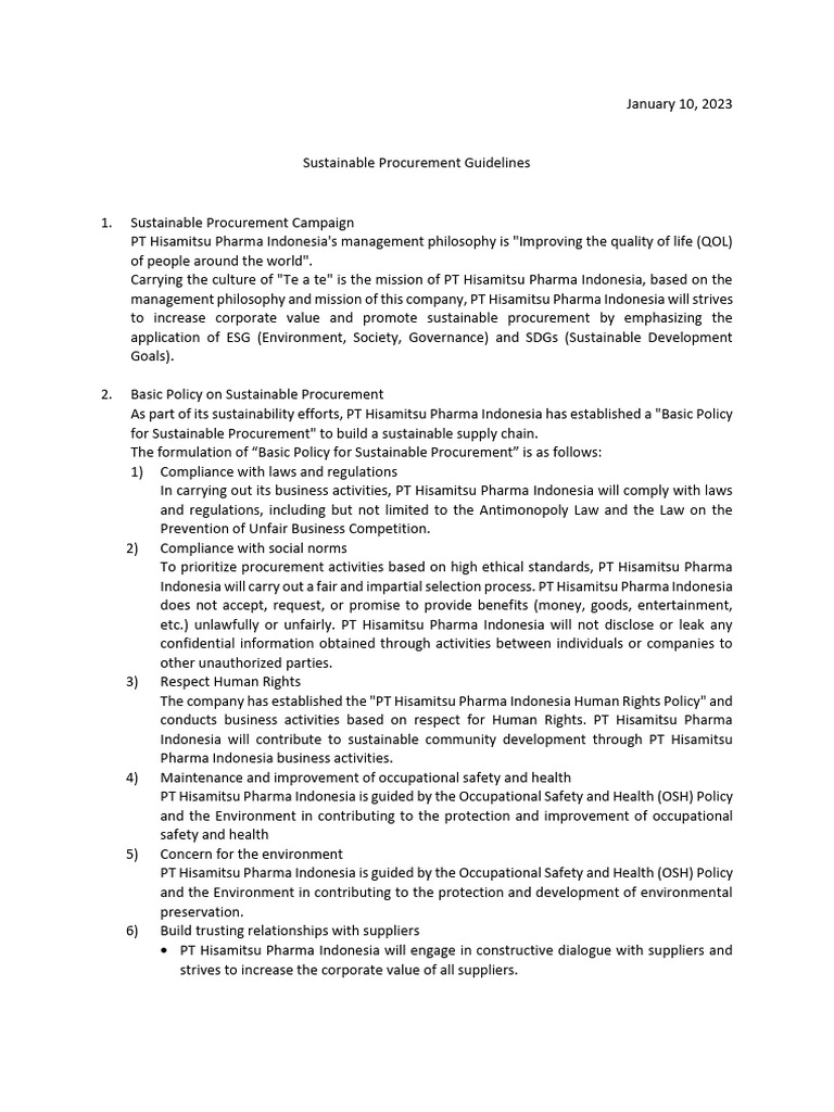 Sustainable Procurement Guidelines Overview | PDF | Supply Chain | Business