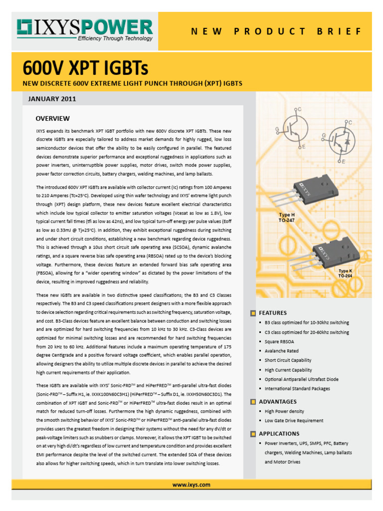 New 600V XPT IGBTs for Power Applications | PDF | Power Inverter ...