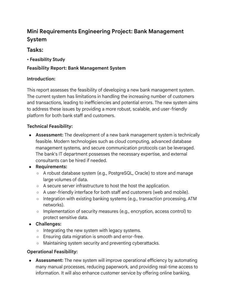 Title - Mini Requirements Engineering Project - Ban... | PDF | Banks ...