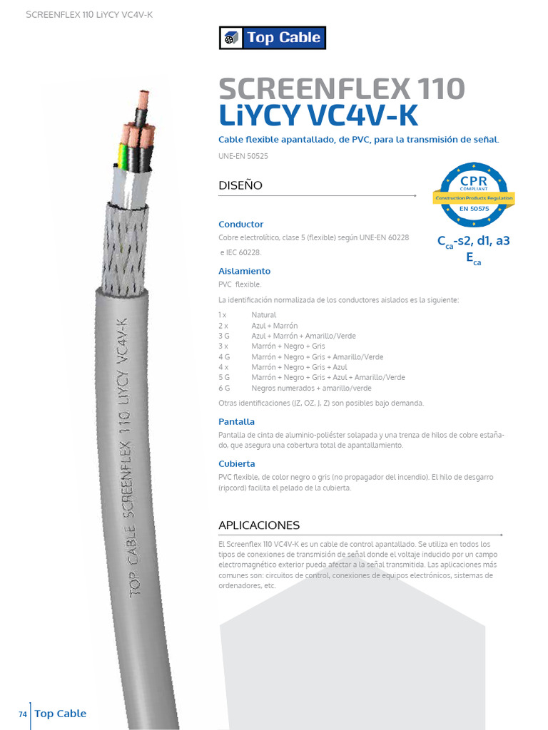 Cable Screenflex 110 LiYCY VC4V-K | PDF | Conductor electrico ...
