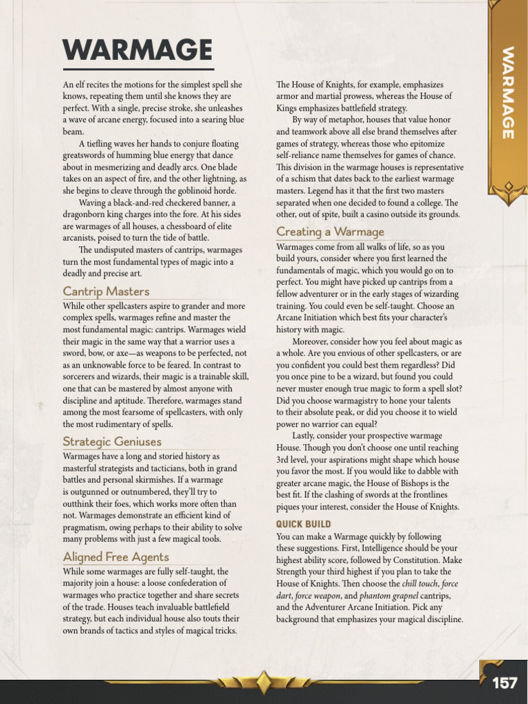 Mastering Cantrips: The Warmage Class | PDF