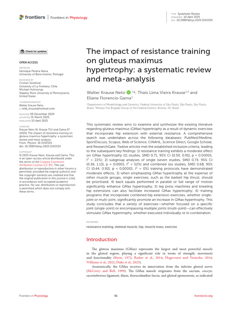 The Impact of Resistance Training On Gluteus Maximus Hypertrophy A ...