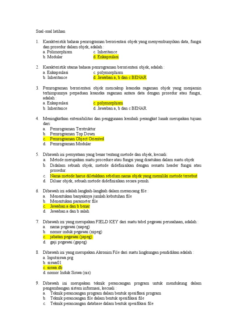 Latihan Soal Uas Teknikpemrograman 2