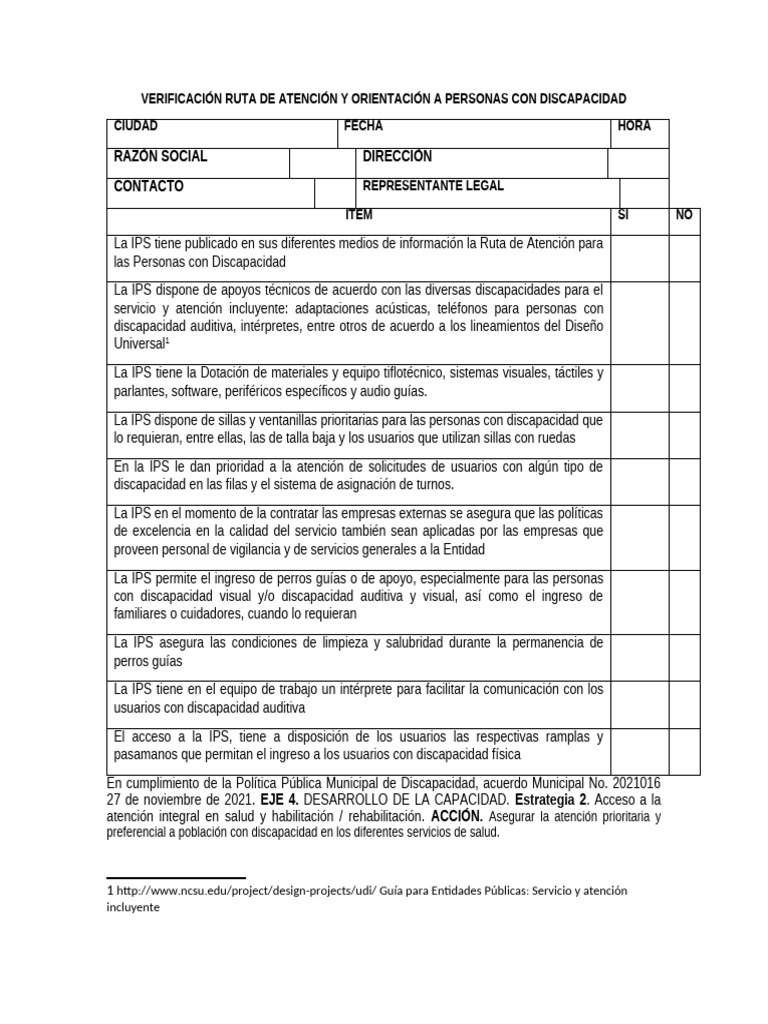 Tabla Verificación Ruta de Atención - 111645 | PDF | Invalidez ...