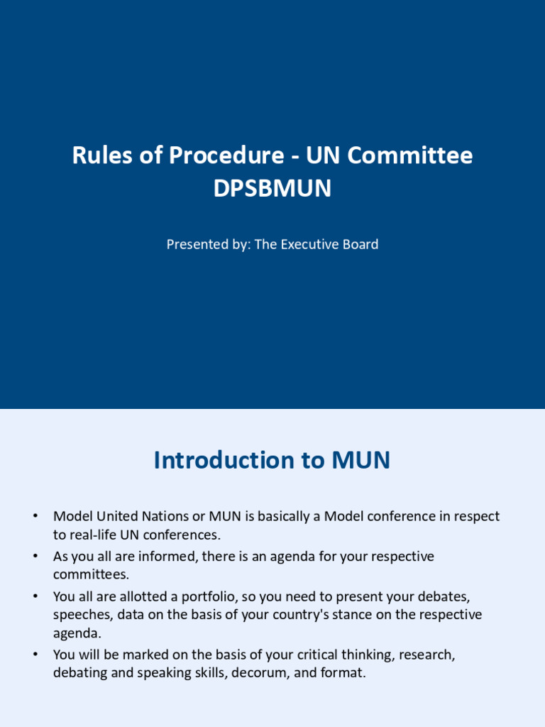 MUN Committee Rules of Procedure Guide | PDF | Government